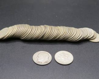 Lot 180. One roll of 50 Silver Roosevelt Dimes