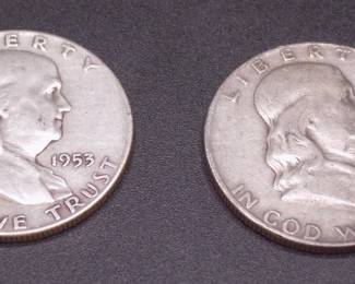 Lot 11. Two Franklin Half Dollars