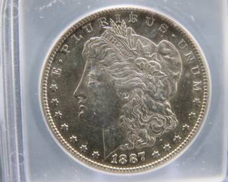 Lot 234. 1896 P Morgan Silver Dollar slabbed and graded AU 58 by ICG