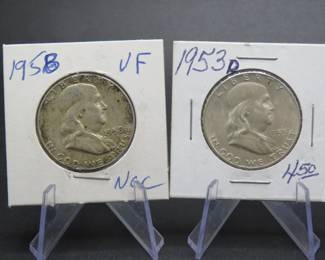 Lot 276. Two Franklin Half Dollars with dates as pictured