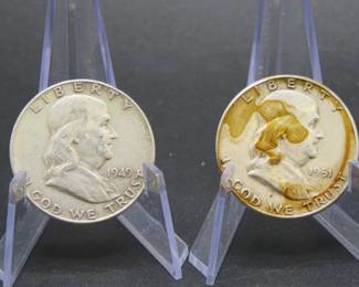 Lot 325. Two Franklin Half Dollars