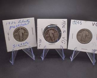 Lot 98. Three Standing Liberty Quarters dated 1924 S, 1926 P, and 1926 S