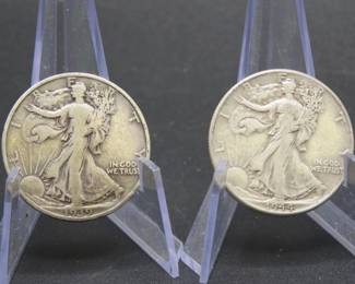 Lot 352. Two Walking Liberty Half Dollars