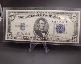 Lot 91. $5 Series 1934 C Blue Silver Certificate