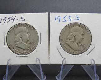 Lot 274. Two Franklin Half Dollars with dates as pictured