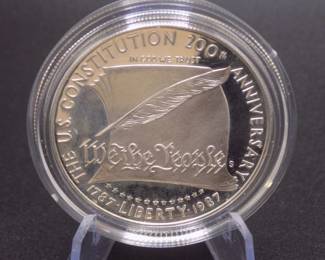 Lot 83. 1987 U.S. Constitution 90% Silver Dollar with 26.73 grams of silver