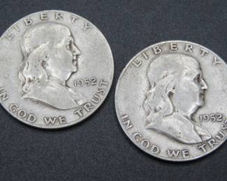 Lot 154. Two Franklin Half Dollar Coins