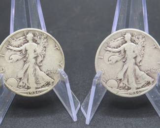 Lot 214. Two 1936 D Walking Liberty Half Dollar Coins