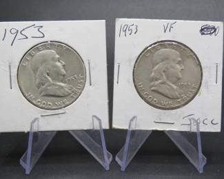 Lot 278. Two Franklin Half Dollars with dates as pictured