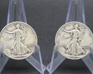 Lot 360. Two Walking Liberty half Dollars
