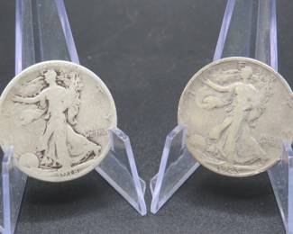 Lot 209. 1917 P and 1936 S Walking Liberty Half Dollar Coins