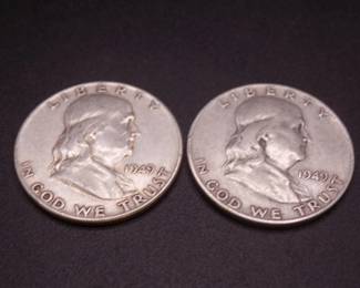 Lot 12. Two Franklin Half Dollars