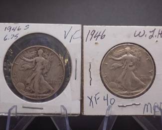 Lot 48. 1946 and 1946 S Walking Liberty Half Dollars