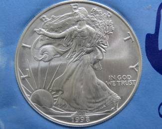 Lot 298. 1998 American Silver Eagle with one ounce of .999 Silver