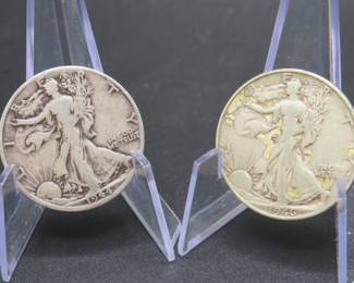 Lot 218. 1944 D and 1946 S Walking Liberty Half Dollar Coins