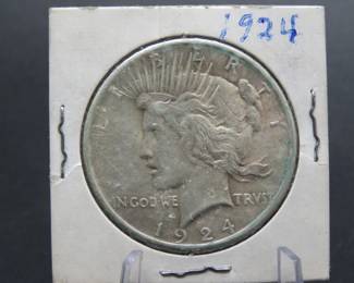 Lot 335. 1924 P Peace Silver Dollar