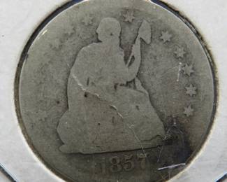 Lot 132. 1857 P Liberty Seated Quarter