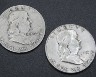 Lot 156. Two Franklin Half Dollar Coins