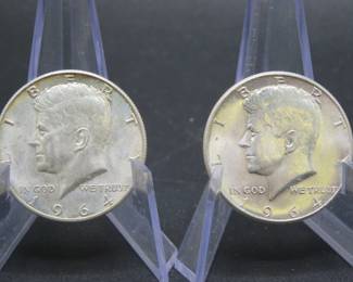 Lot 291. Two 1964 Kennedy Half Dollars
