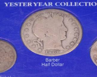 Lot 8. American Series Yesteryear 5-coin collection including 90% silver Barber Half, Quarter, and Dime, Liberty Nickel and Indian Head Penny