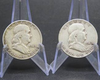Lot 349. Two Franklin Half Dollars