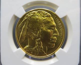 Lot 100. 2009 .9999 Fine-Early Release $50 Gold Buffalo slabbed and graded MS 69 by NGC.5% Buyer's premium