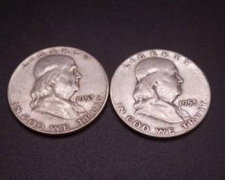 Lot 13. Two Franklin Half Dollars