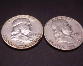 Lot 19. Two Franklin Half Dollars