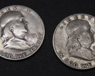 Lot 152. Two Franklin Half Dollar Coins