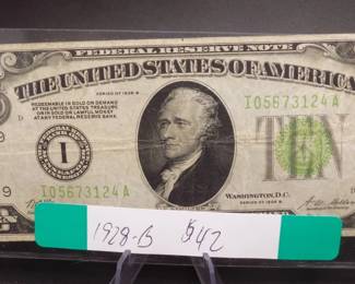 Lot 94. $10 Series 1928 S Green Federal Reserve Note