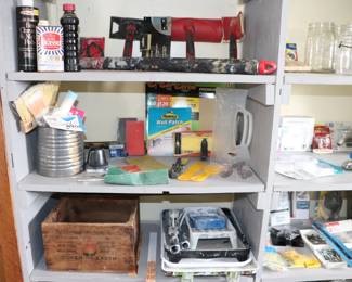 Antiwue Wooden Advertisement Crate, Painting Supplies, Home Repair Supplies