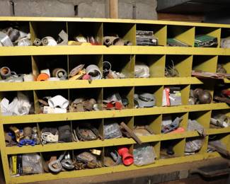 Various Bench Stock Items, Fasteners, Hardware