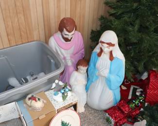 Vintage Nativity Blow Molds Baby Jesus, Mary, Joseph