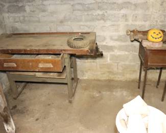 Antique Work Bench and End Table