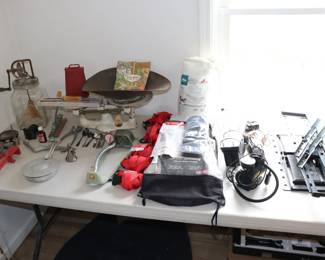 Vintage Grain Scale With Weights, Kayak Accessories, Ratchet Straps, Kitchen Utensils, Butter Churner