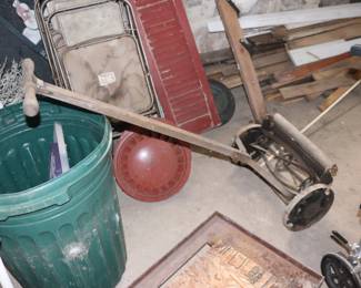 Antique Grass Cutter, Various Wood Pile