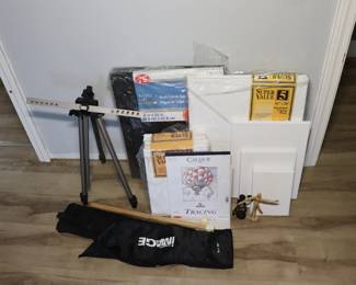 Art Painting Drawing Supplies, Easel, Canvas Stock