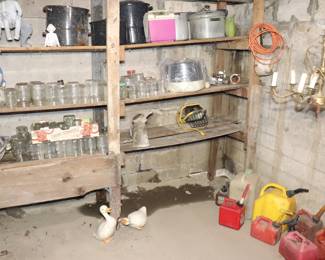 Fuel Cans, Garden Statues, Gnomes, Pots, Canning Jars