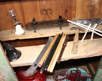 Vintage Drum Sticks, Flutes, Metal Décor, Hand Tools