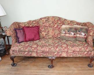 Antique Couch, end table, lamp