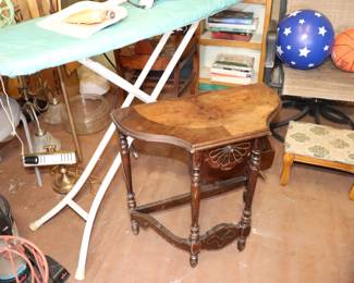 Ironing Board, Wooden Table Stand, Vintage Foot Rest, Patio Chairs, Books