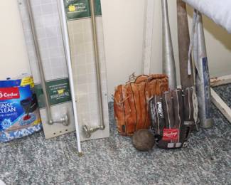 Towel Bars, Baseball Gloves, Vintage Baseball Bats