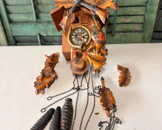 Black Forest Style Hunting Cuckoo Clock - Thorens Emporer Waltz Vintage