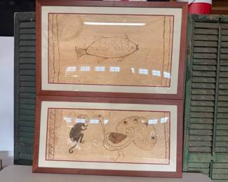 Framed Tapa Cloth Art