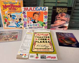 Various Vintage Disney, 1990 Limited Cornflake Box and More