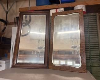 Vintage Large Mirrors with Wooden Frames and Beveled Edges