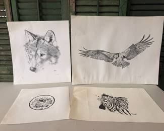 Collection of 4 Wildlife Lithographs