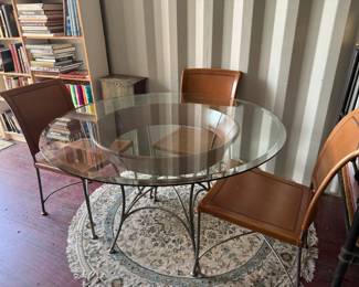 All Leather Chairs and Glass Dining Table