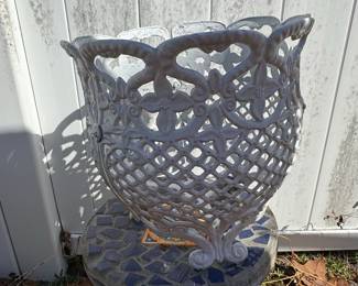 Victorian Style Cast Iron Lattice Urn Planter