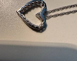 Sterling Silver Heart Pendant Necklace with Rose Charm and Cubic Zirconia Accents second image